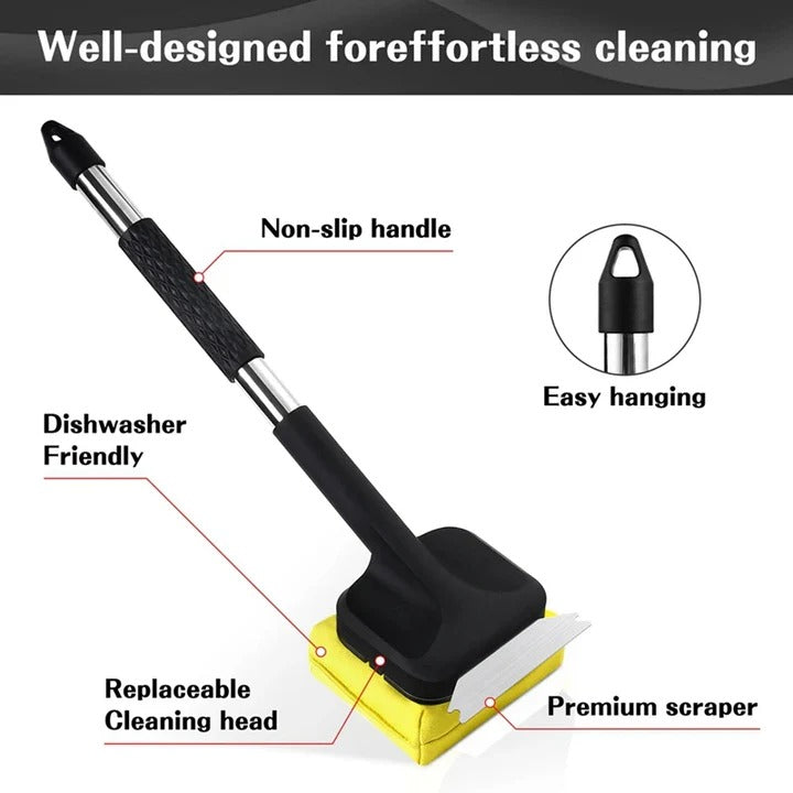 Barbecue Grill Brush with Steam Cleaning Feature and Scraper Tool