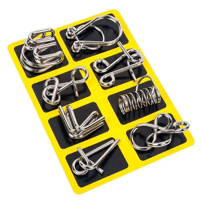 Metal Puzzle Ring Set 8 Piece Brain Teaser Game