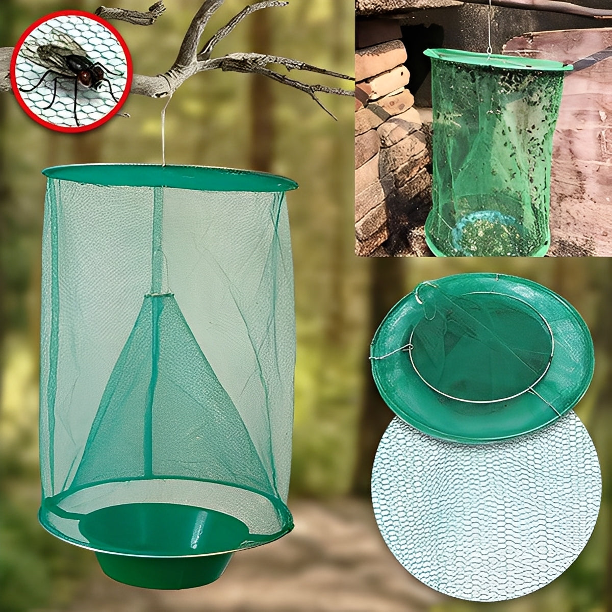Reusable Outdoor Fly Trap Device with Washable Design