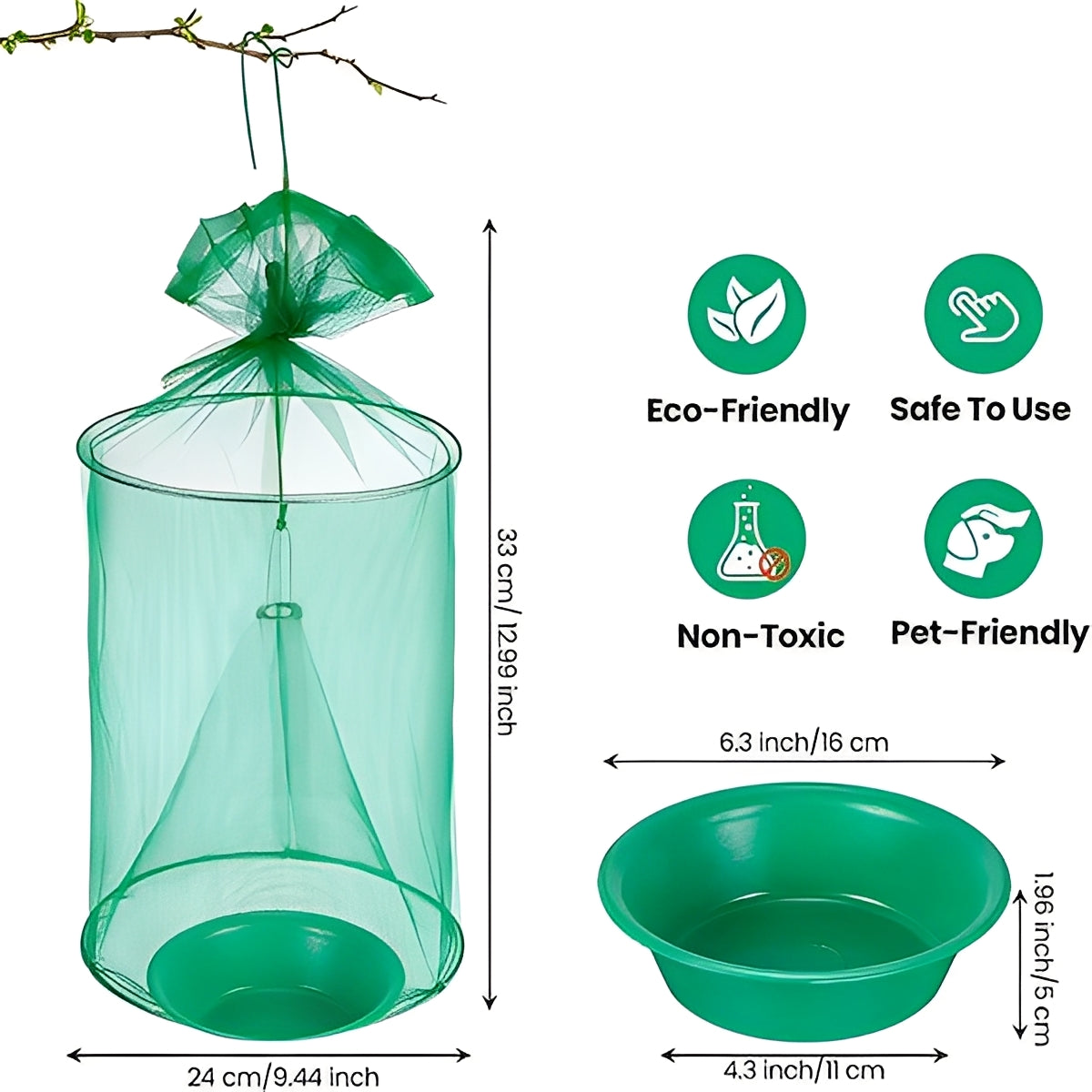 Reusable Outdoor Fly Trap Device with Washable Design