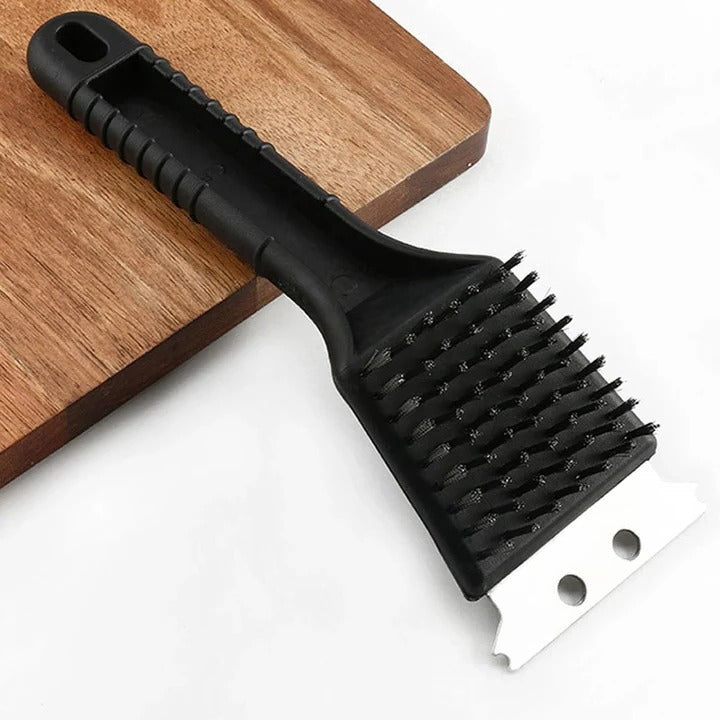 Grill Cleaning Brush with Stainless Steel Wire Bristles and Scraper
