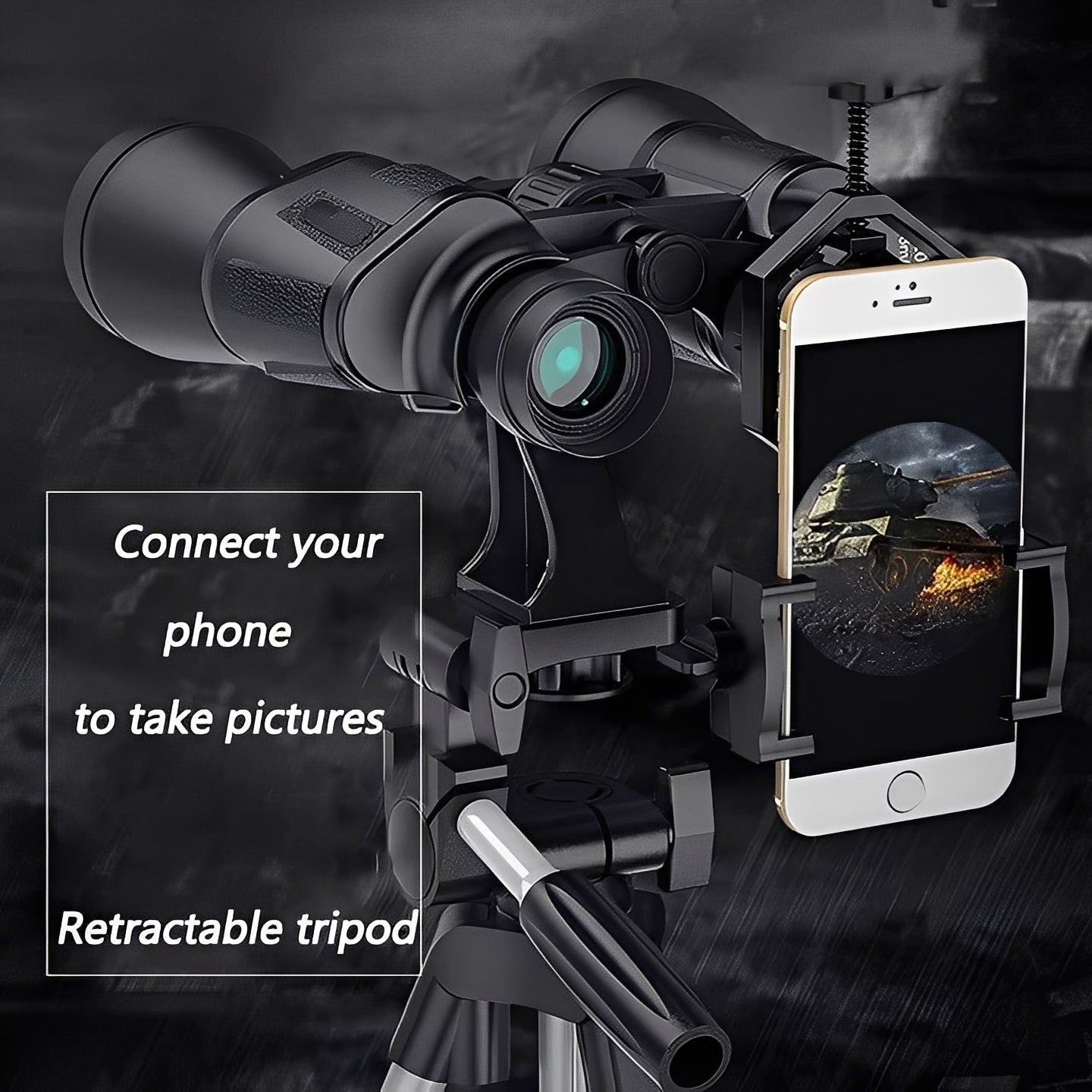 Binoculars with Adjustable Focus and Smartphone Adapter