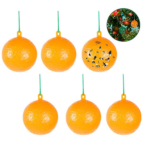 Hanging Fly Trap with Adhesive Sticky Layer, Set of 6