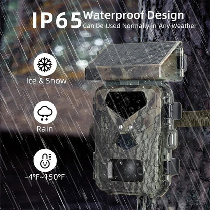 Trail Camera with Solar Charging, 20MP Photos and IR Night Mode
