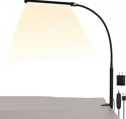 LED Desk Lamp with Gooseneck Clamp and 3 Light Settings