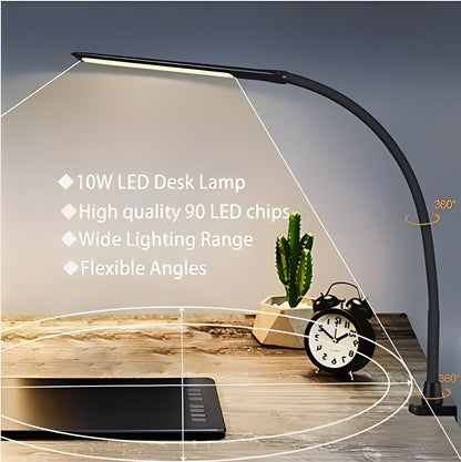 LED Desk Lamp with Gooseneck Clamp and 3 Light Settings