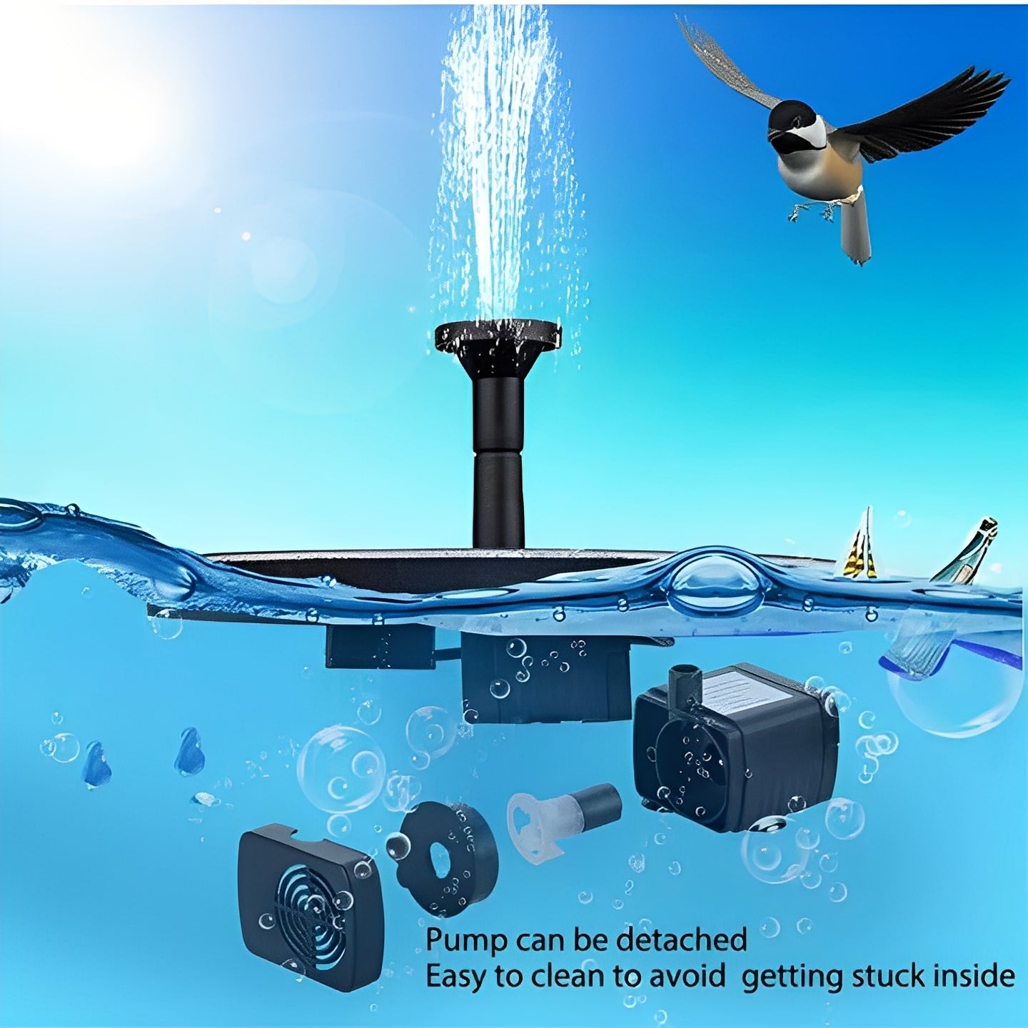 Floating Solar Water Pump for Garden Birdbaths and Pools