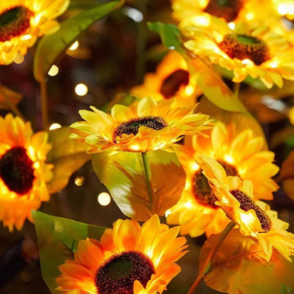 Sunflower Style Solar LED Light with Fabric Petals and Iron Frame