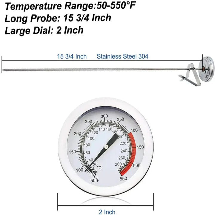 Stainless Steel Deep Fry Thermometer with 15 inch Mechanical Probe