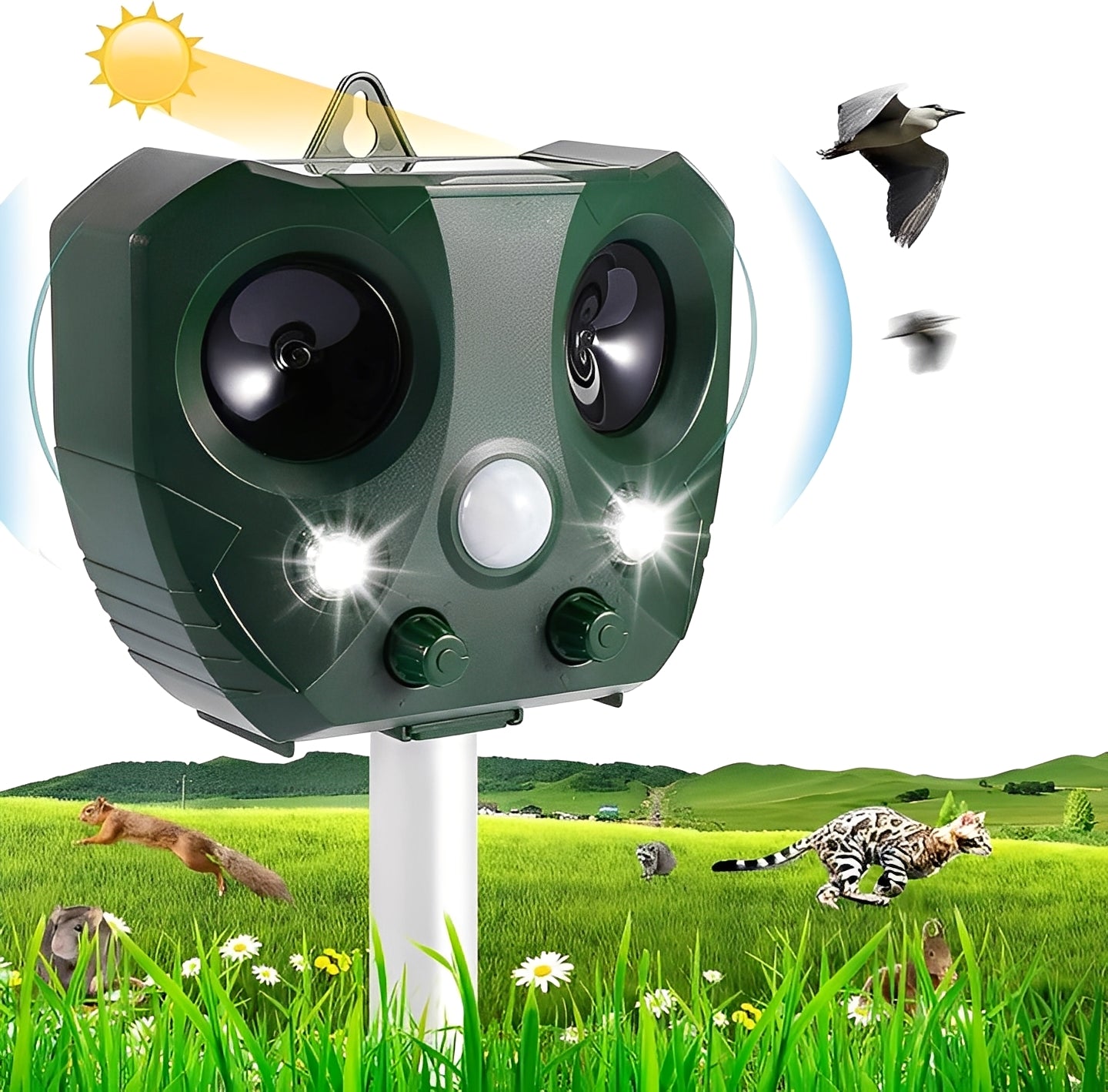 Ultrasonic Bird and Pest Deterrent Device with Motion Sensor