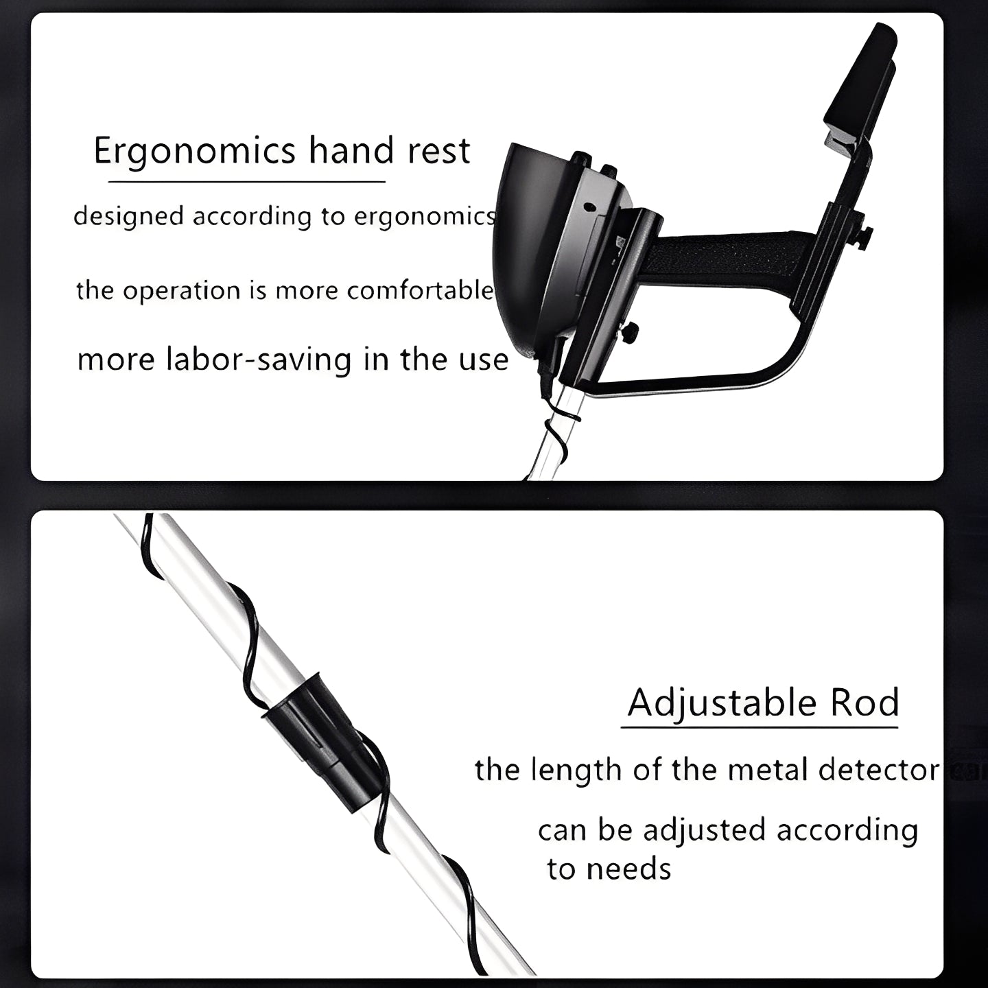 Metal Detector with LCD Pointer Meter and Adjustable Stem