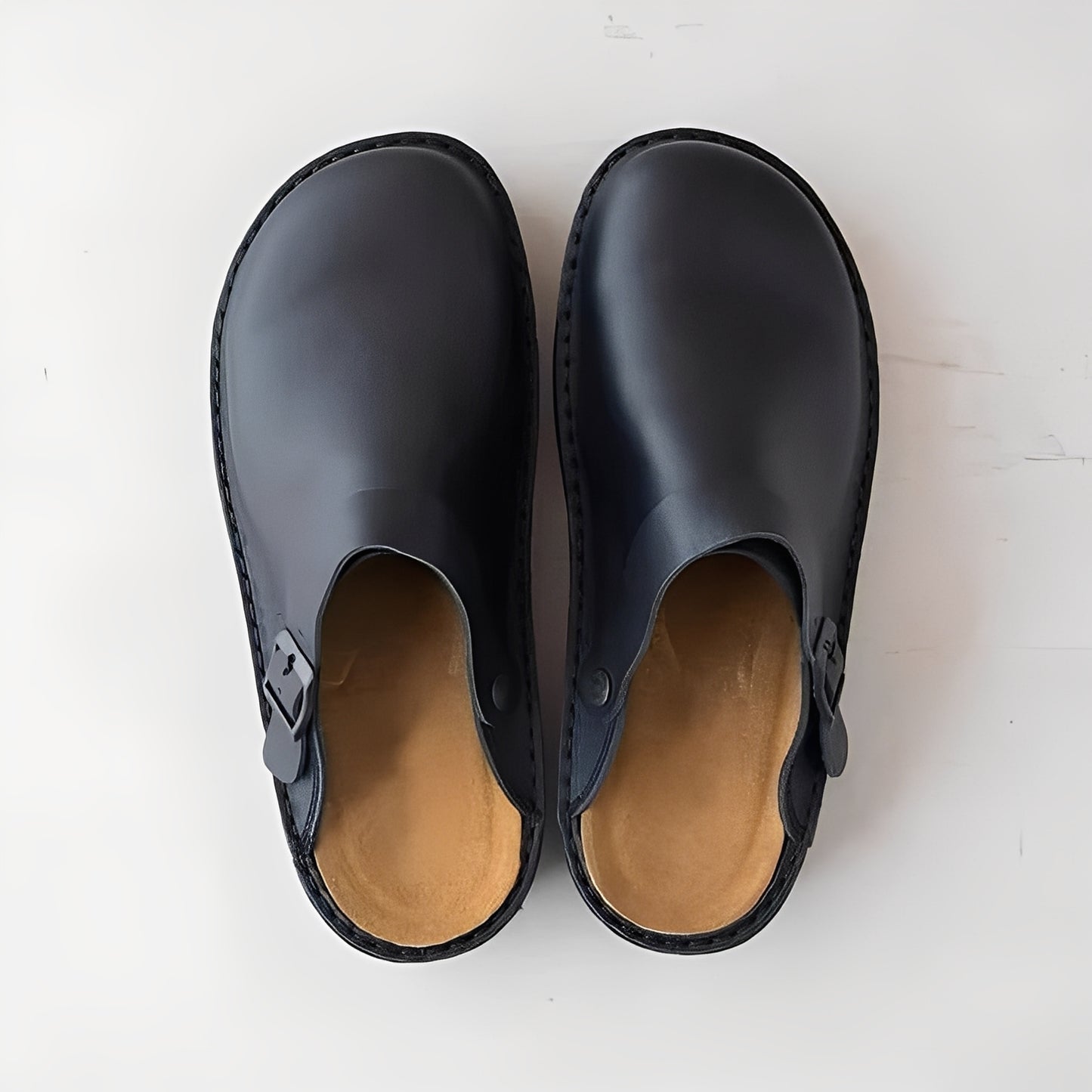 Men's Leather Slippers with Supportive Insole