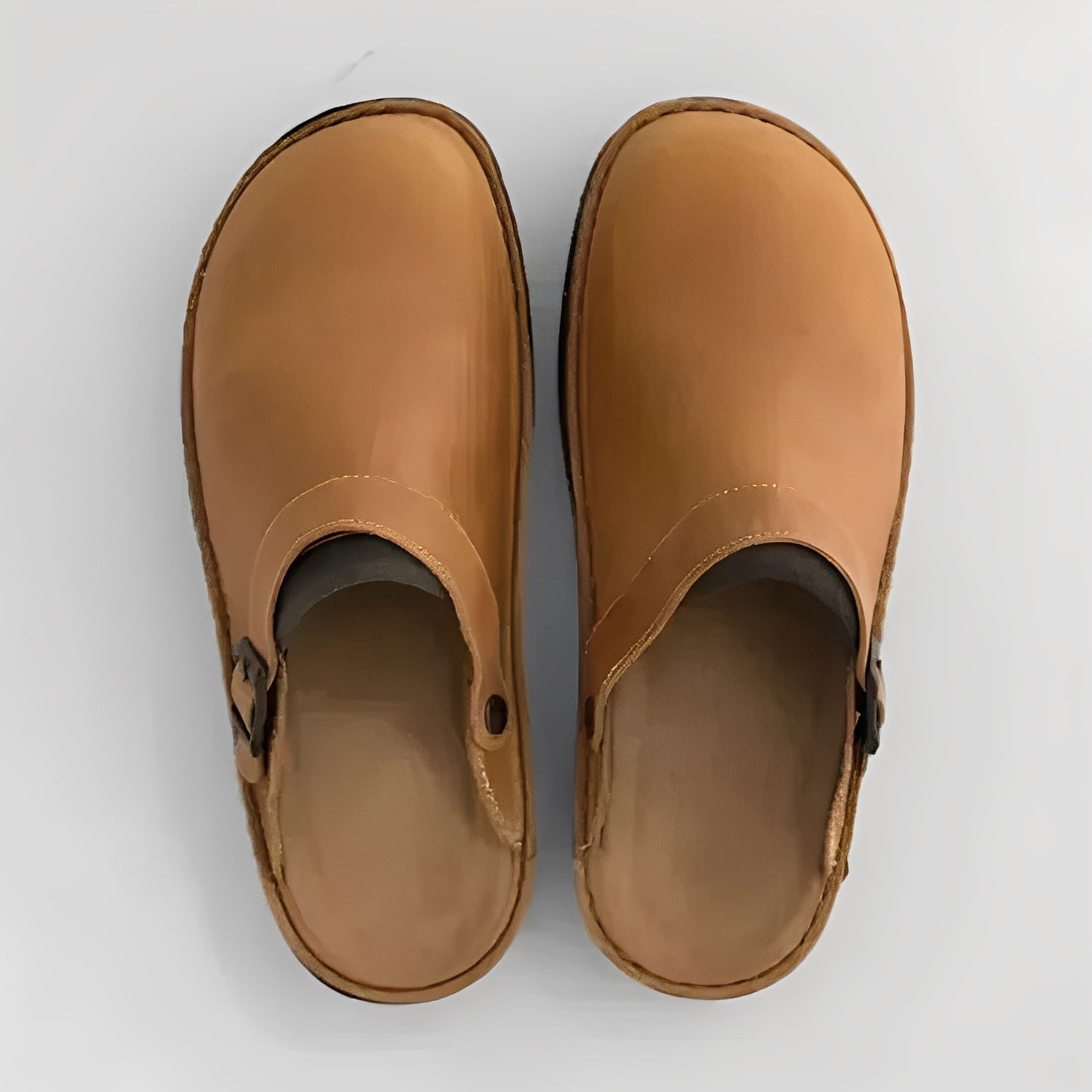 Men's Leather Slippers with Supportive Insole