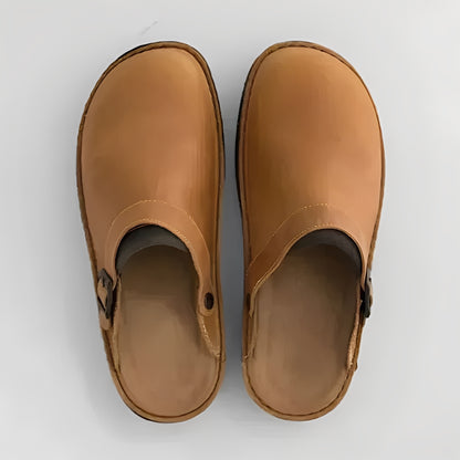 Men's Leather Slippers with Supportive Insole