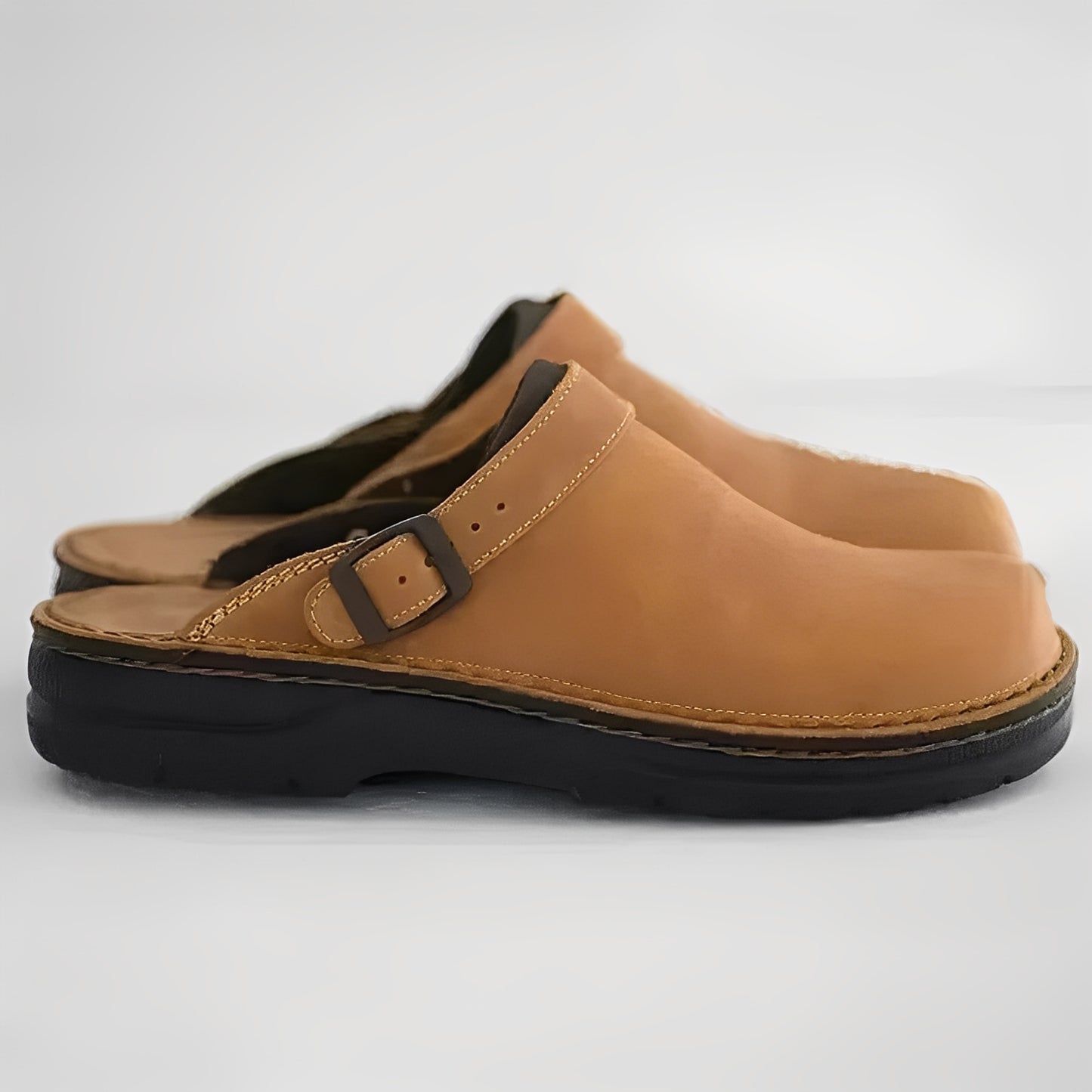 Men's Leather Slippers with Supportive Insole