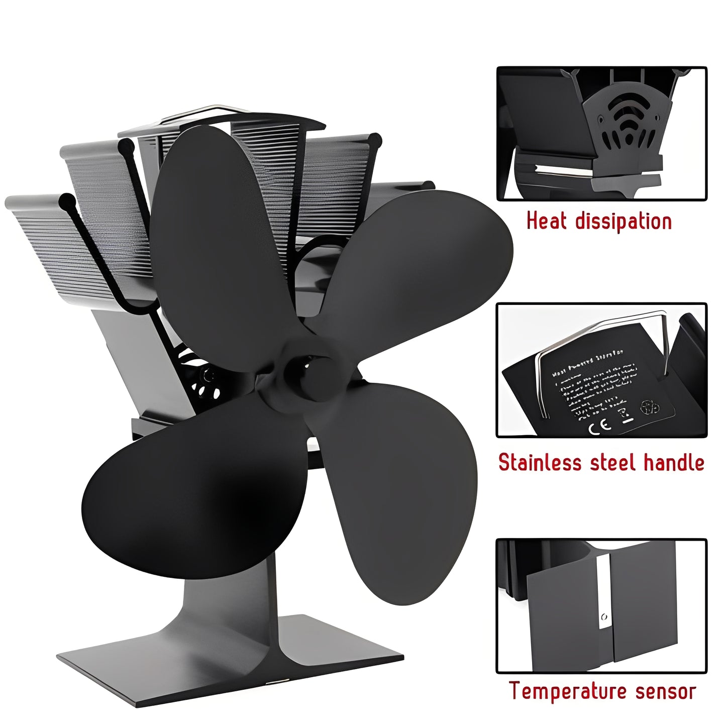 Heat Activated Stove Fan for Fireplace Heat Distribution