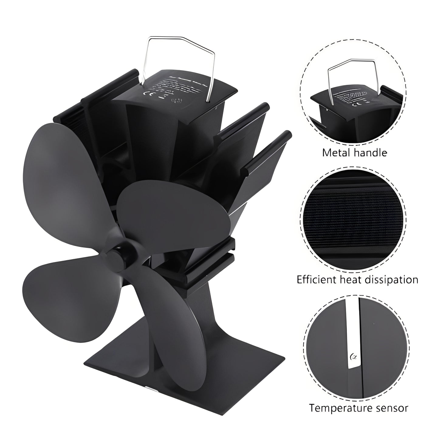 Heat Activated Stove Fan for Fireplace Heat Distribution