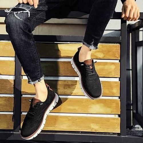 Urban Casual Walking Shoes with Wide Toe Box and Knit Upper