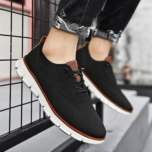 Urban Casual Walking Shoes with Wide Toe Box and Knit Upper