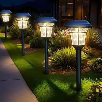 Outdoor Solar LED Lights for Garden and Pathway Use, Set of 4