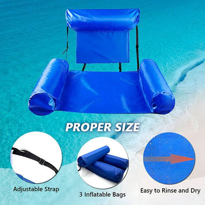 Floating Water Chair with Backrest for Pool and Beach Use
