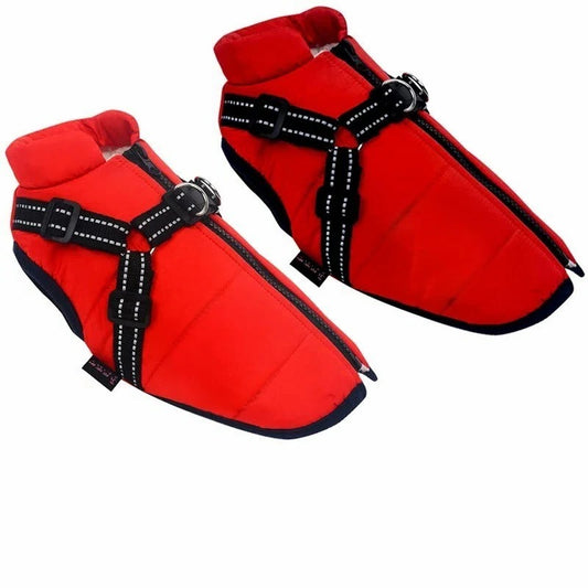 Insulated Dog Coat with Built In Harness for Cold Weather