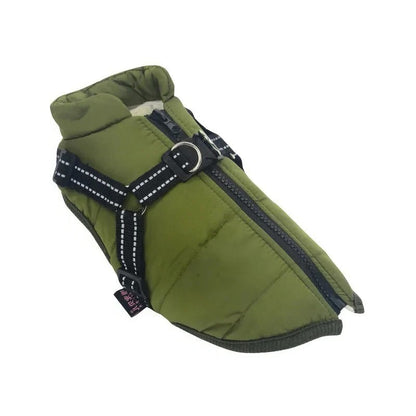 Insulated Dog Coat with Built In Harness for Cold Weather