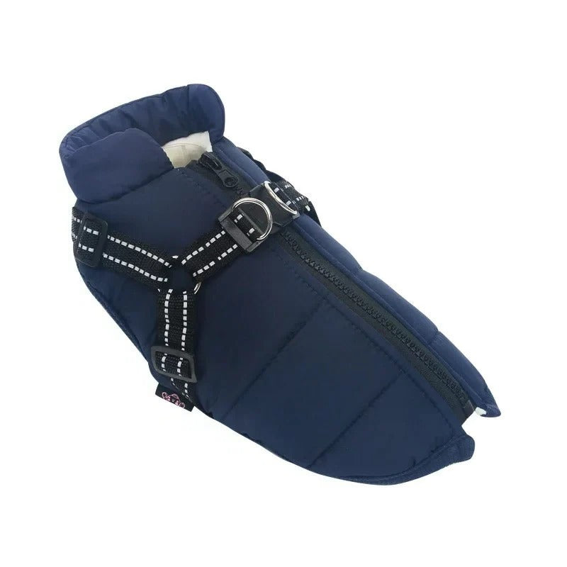 Insulated Dog Coat with Built In Harness for Cold Weather