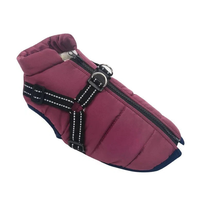 Insulated Dog Coat with Built In Harness for Cold Weather