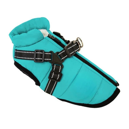 Insulated Dog Coat with Built In Harness for Cold Weather