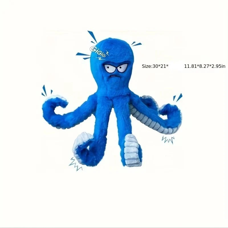 Plush Octopus Shaped Pet Toy with Sound Feature