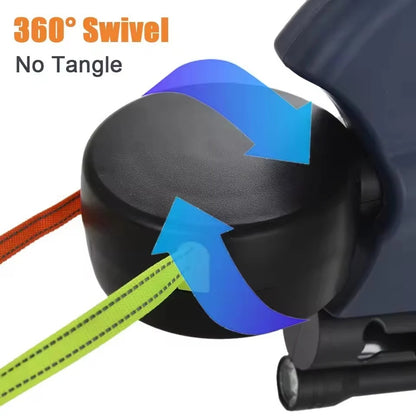 Dual Dog Retractable Leash with Reflective Cords and Bag Dispenser