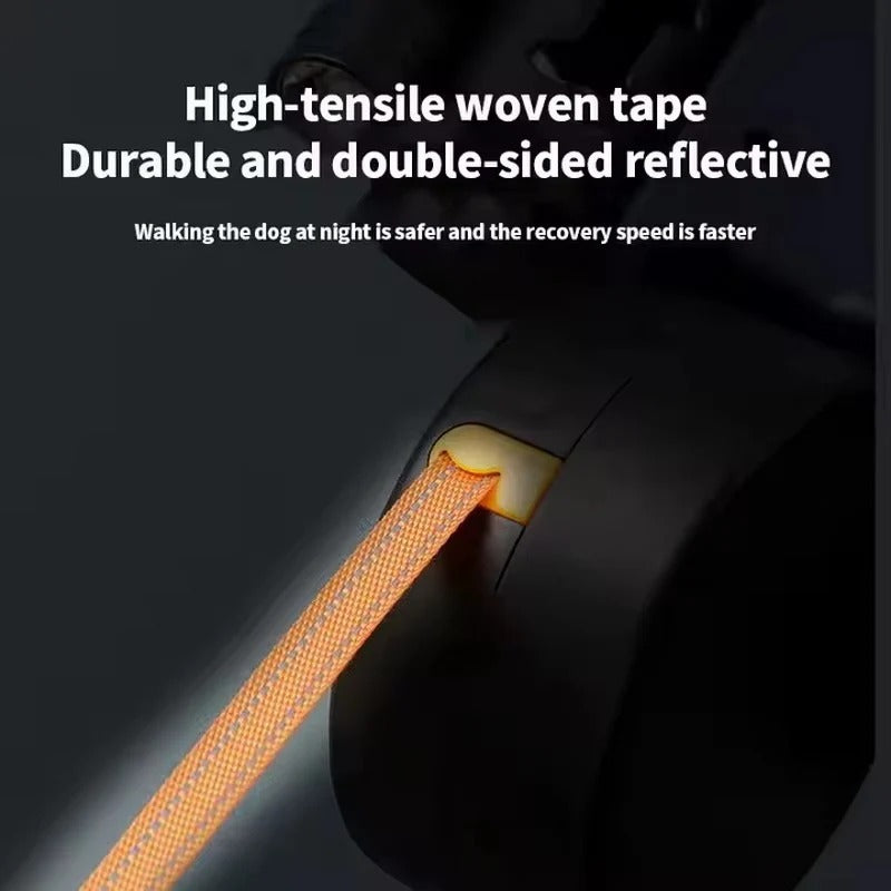 Dual Dog Retractable Leash with Reflective Cords and Bag Dispenser