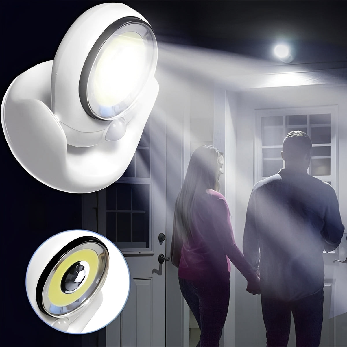 Battery Powered Motion Sensor LED Light with Adjustable Base