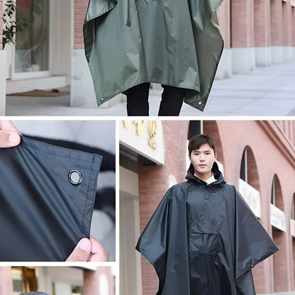 Hooded Rain Poncho for Outdoor Use with Storage Bag
