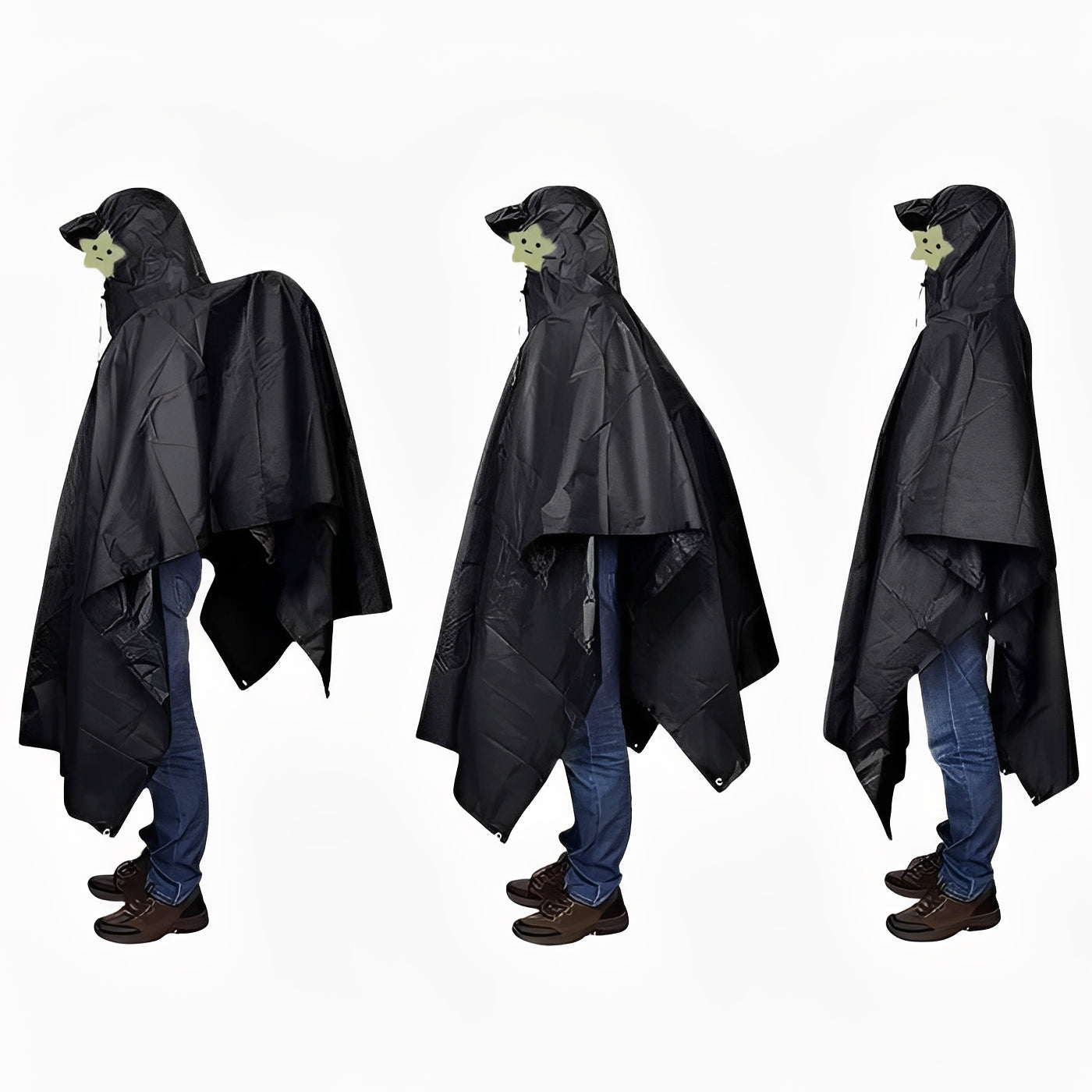 Hooded Rain Poncho for Outdoor Use with Storage Bag