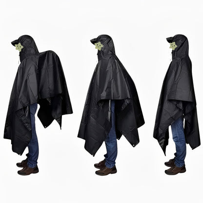 Hooded Rain Poncho for Outdoor Use with Storage Bag