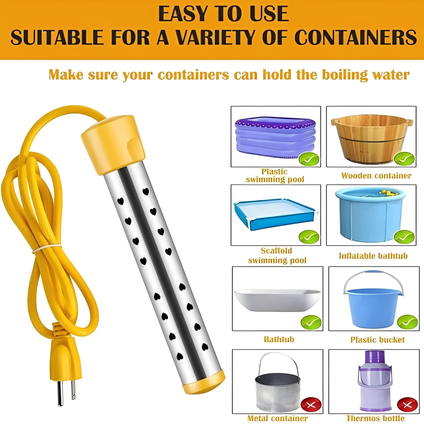 Submersible Water Heater for Liquid Heating