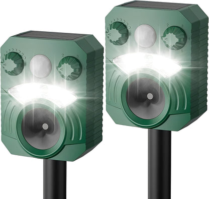 Outdoor Ultrasonic Pest Deterrent with Motion Sensor and Light, Set of 2