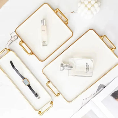 Organizer Tray for Cosmetics and Accessories with Gold Rim