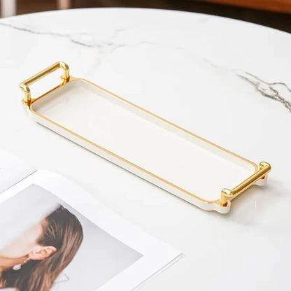 Organizer Tray for Cosmetics and Accessories with Gold Rim