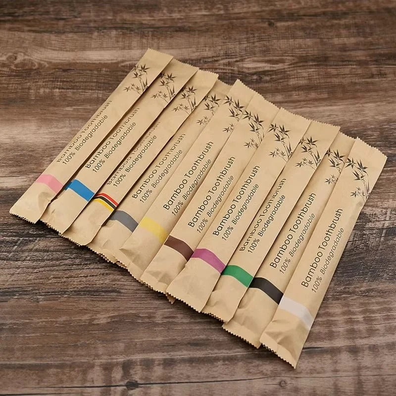 Bamboo Toothbrush Set, 10 Pieces