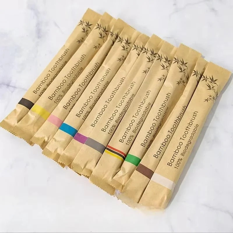 Bamboo Toothbrush Set, 10 Pieces