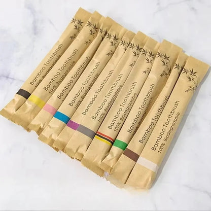 Bamboo Toothbrush Set, 10 Pieces