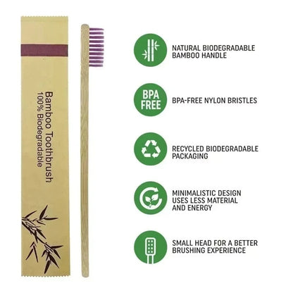 Bamboo Toothbrush Set, 10 Pieces
