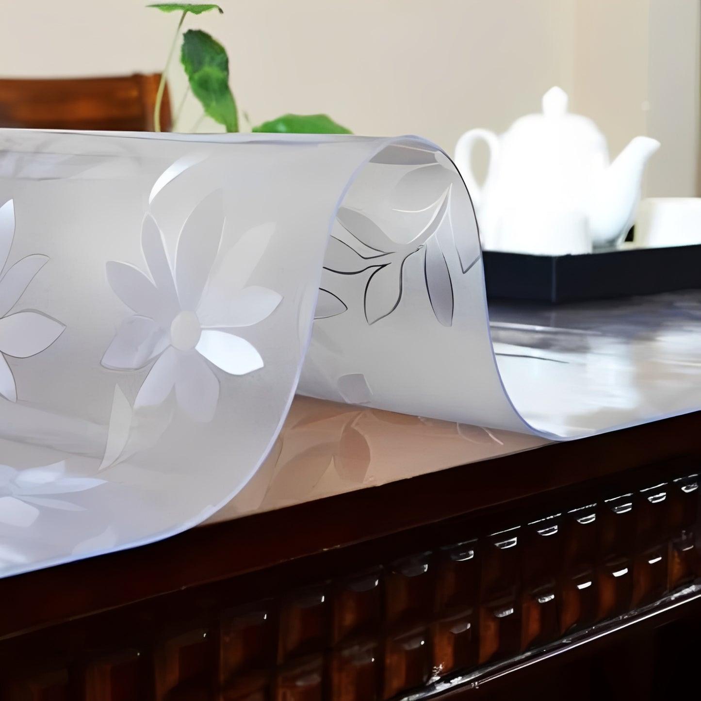 Clear Plastic Table Cover, 0.04 in Thickness