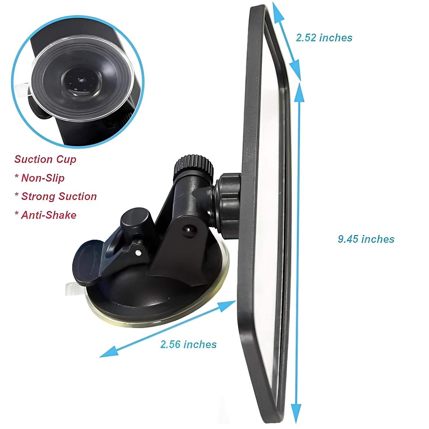 Rearview Mirror with Suction Mount for Cars