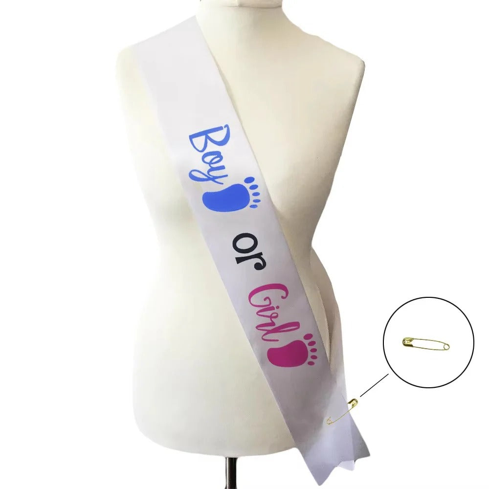 Shoulder Sash for Gender Reveal Party and Baby Shower