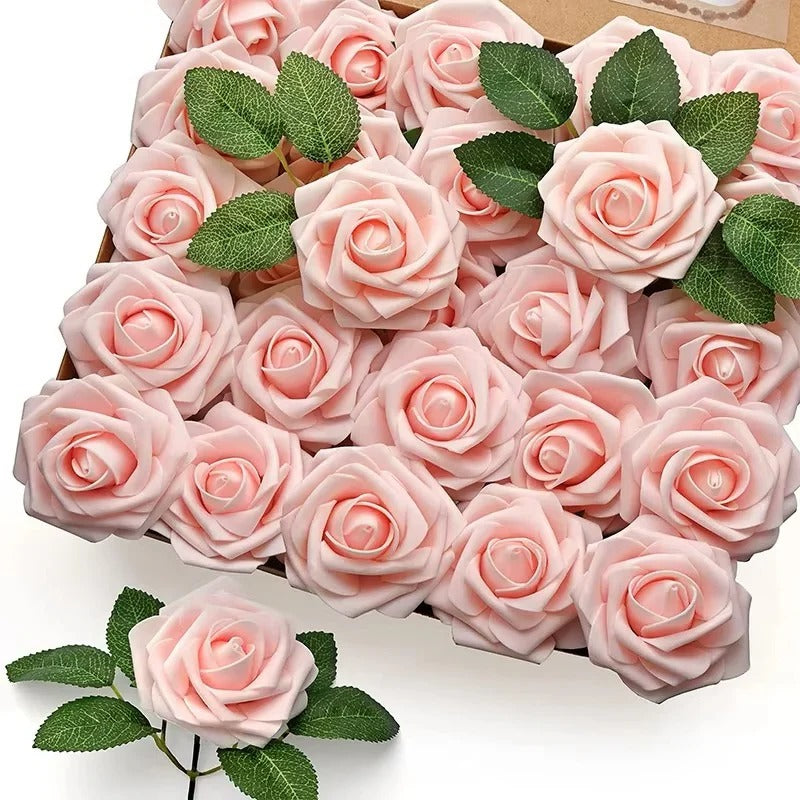 Red Artificial Roses Floral Stem Set for Decorative Use