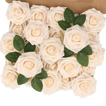 Red Artificial Roses Floral Stem Set for Decorative Use